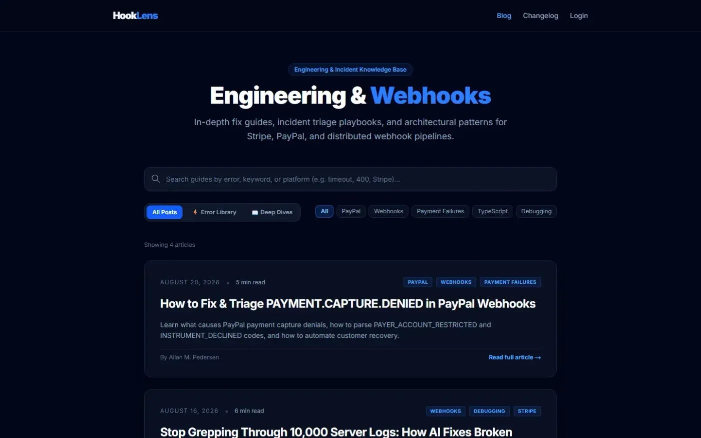 HookLens — Real-time webhook triage & AI root-cause analysis — Blog page