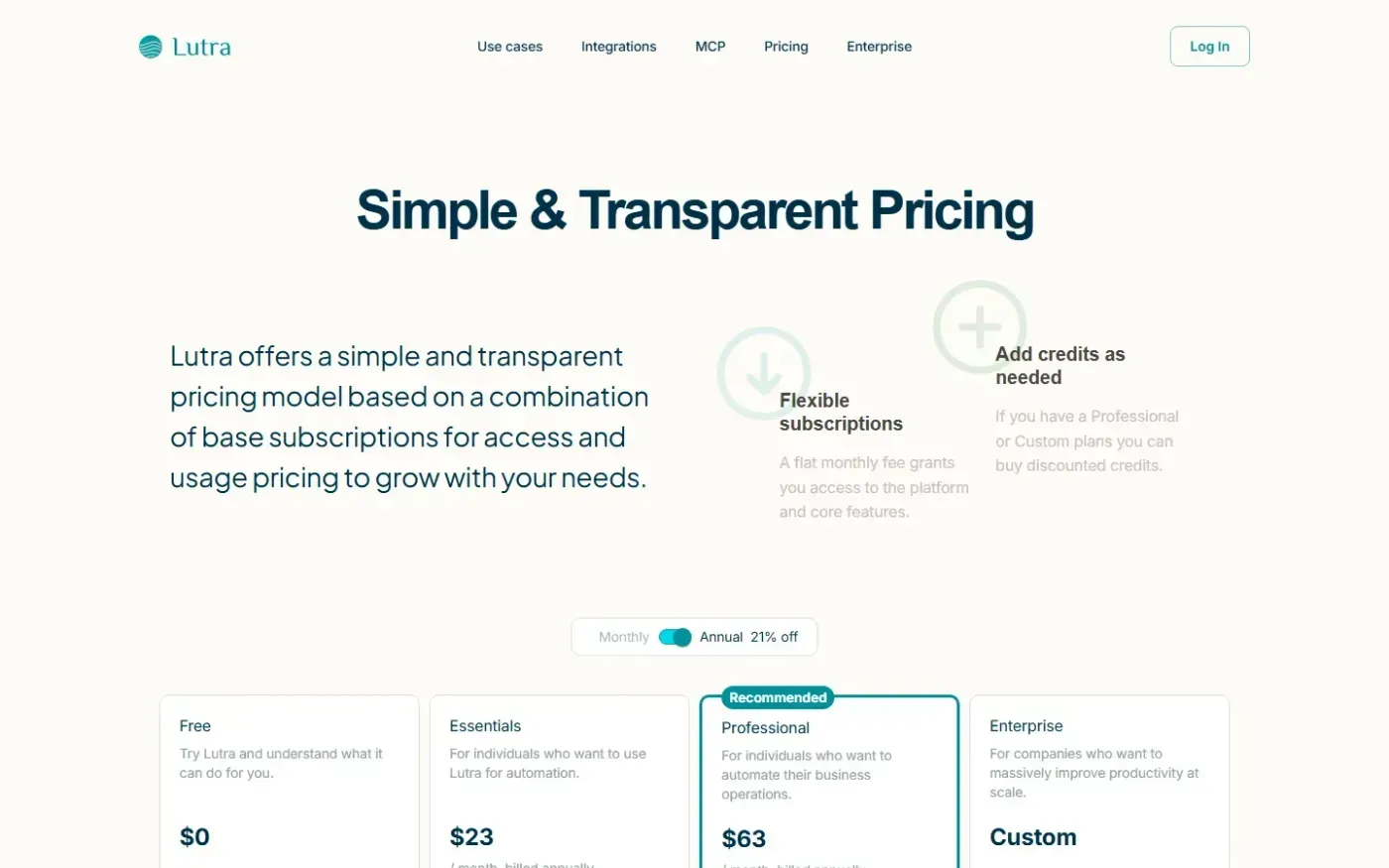 Lutra — Pricing page