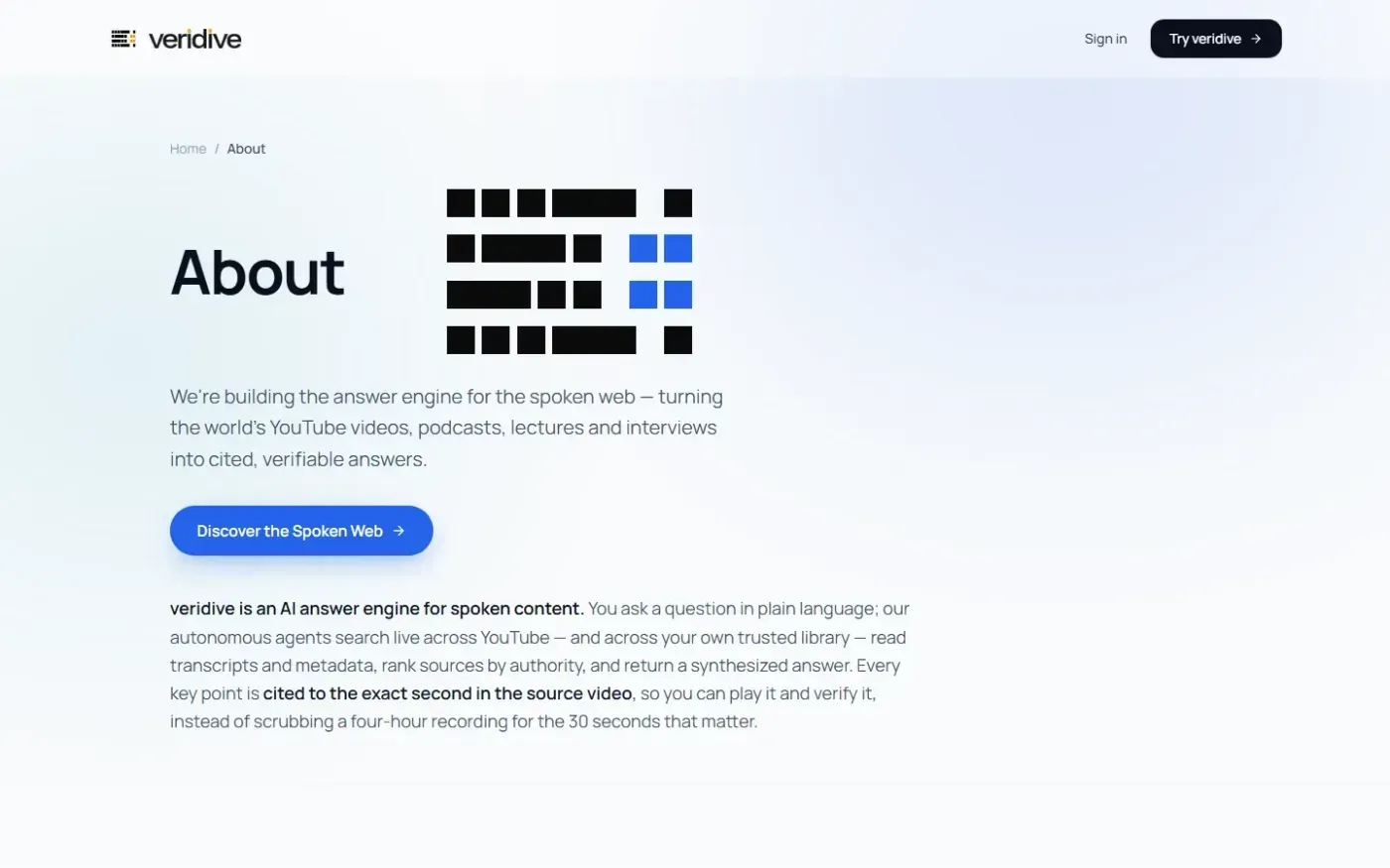 Veridive — About page