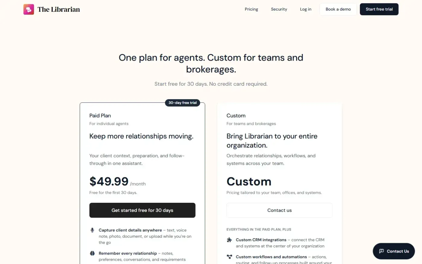 Thelibrarian — Pricing page