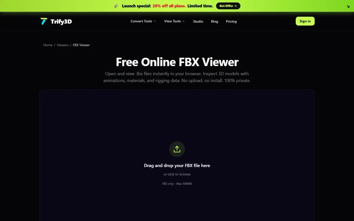 Trify3d — Tools page