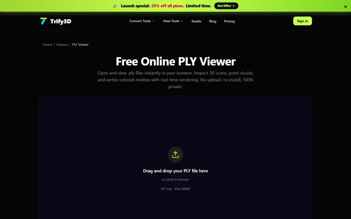 Trify3d — Tools page