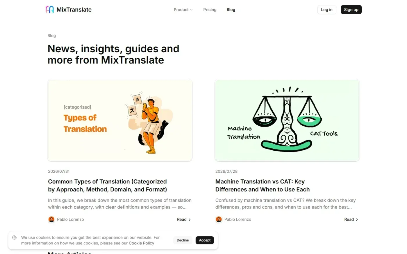 Mixtranslate — Blog page