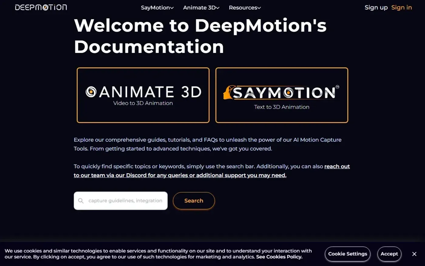 Deepmotion — Documentation page