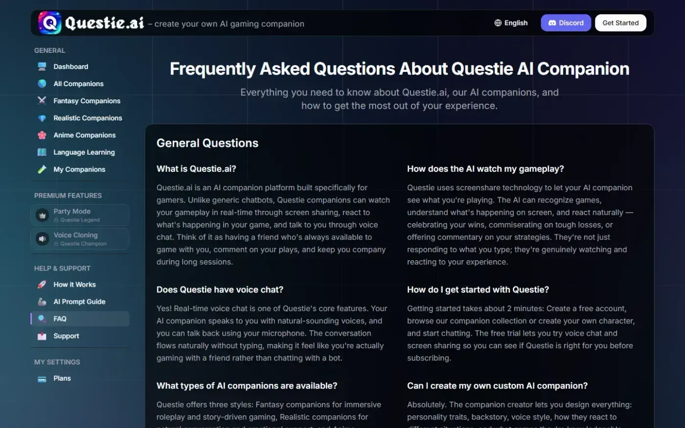 Questie — Faq page