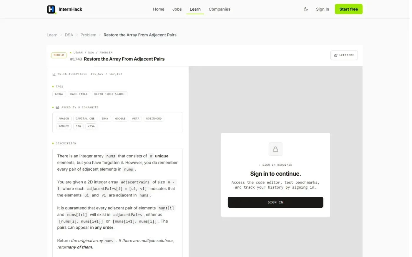 InternHack — Prepare Practice Placed — Learn page