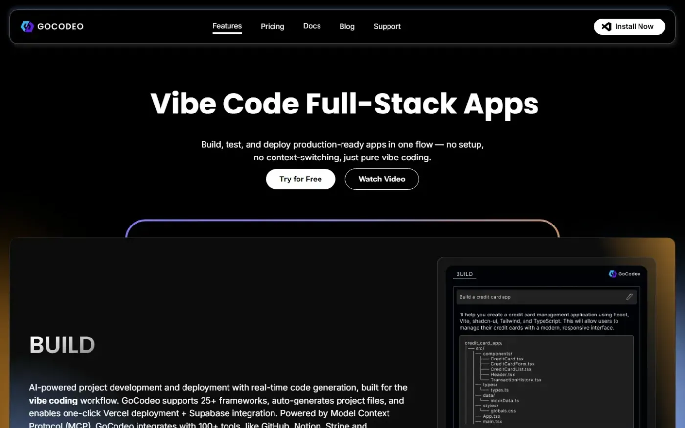 Gocodeo — Features page