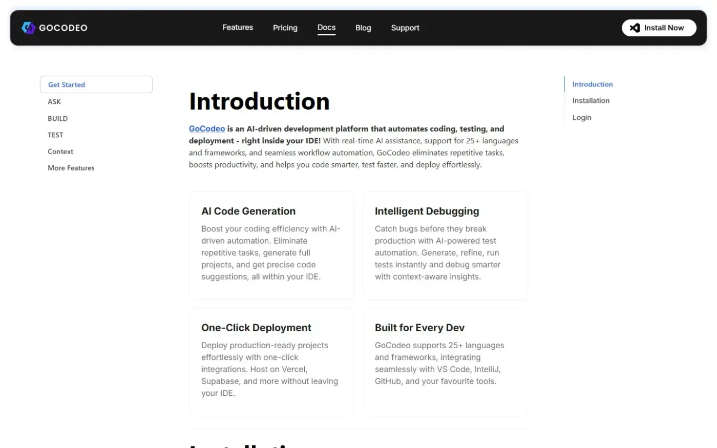 Gocodeo — Docs page