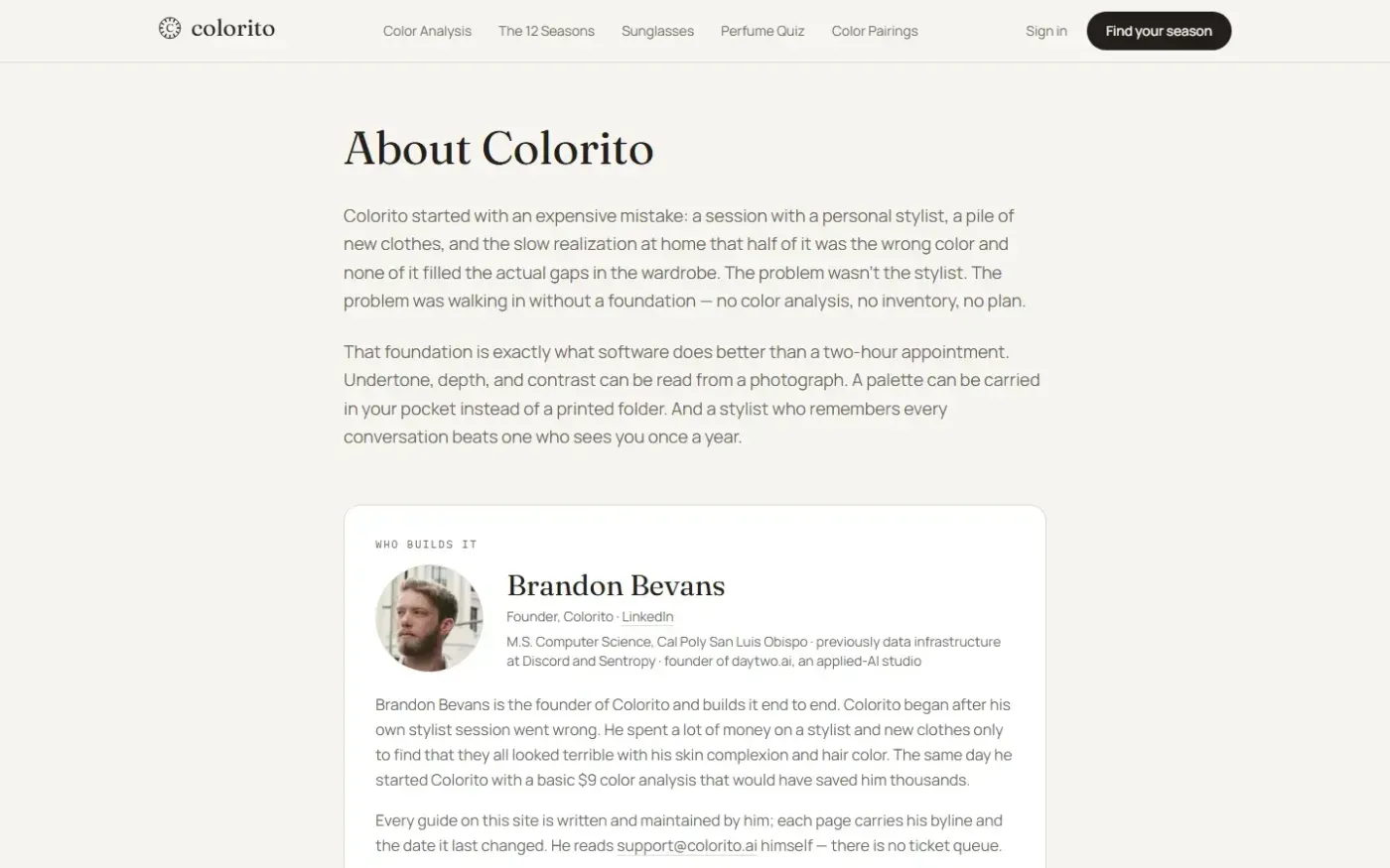 Colorito — About page