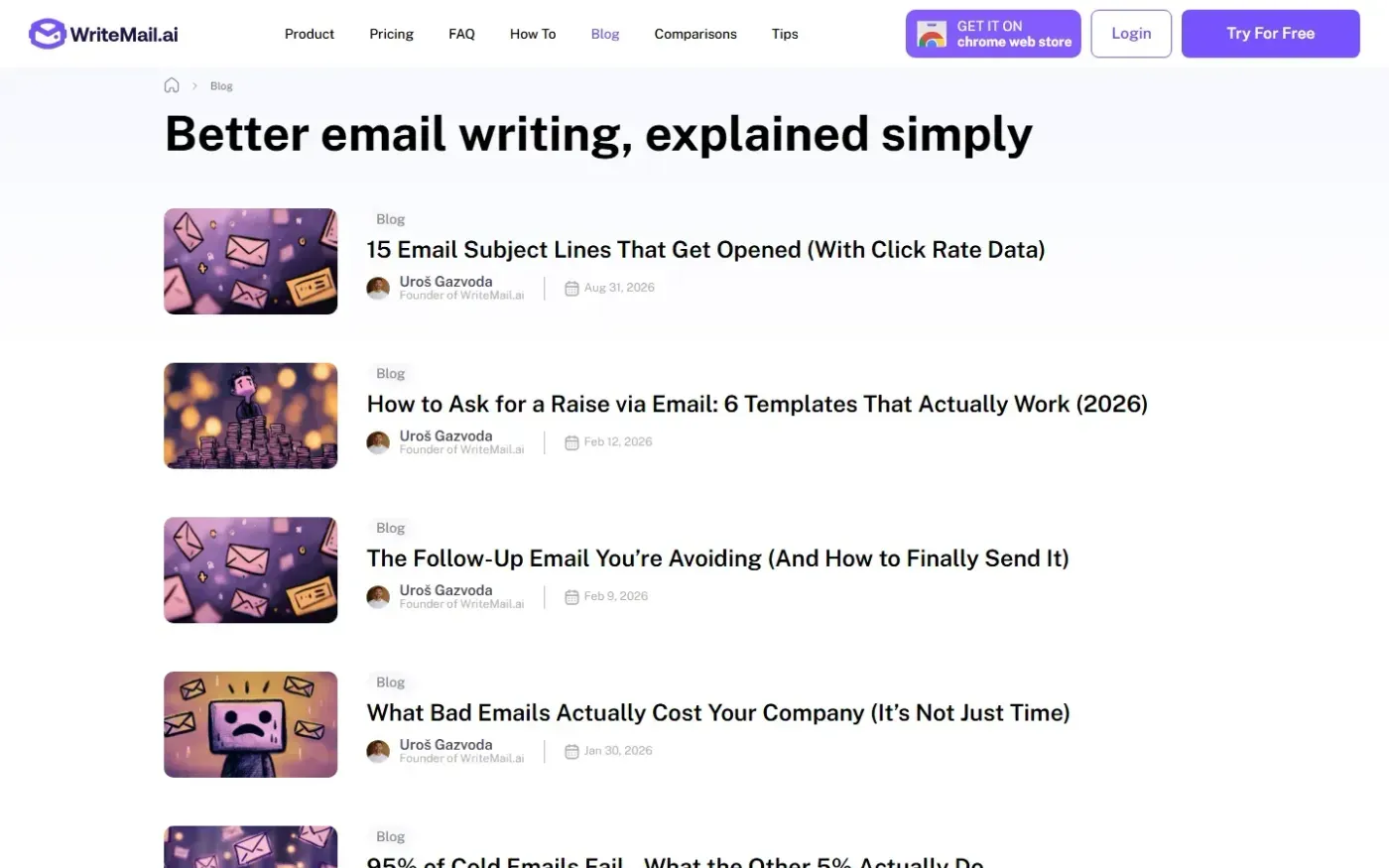 Writemail — Blog page