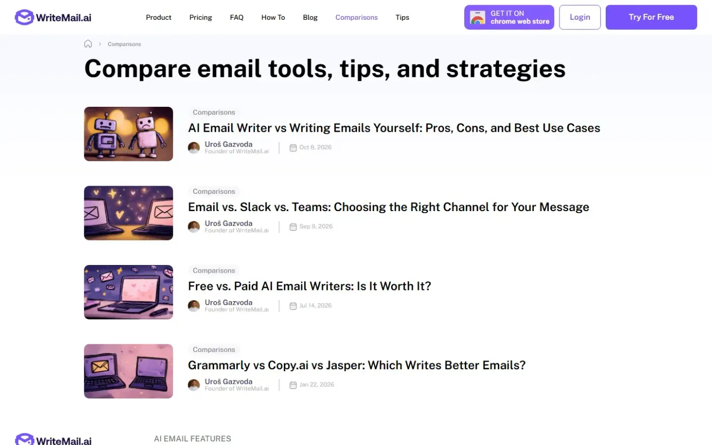 Writemail — Comparisons page