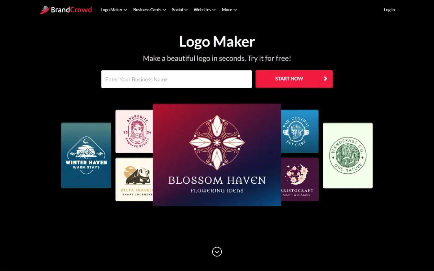 Brandcrowd — Logo maker page