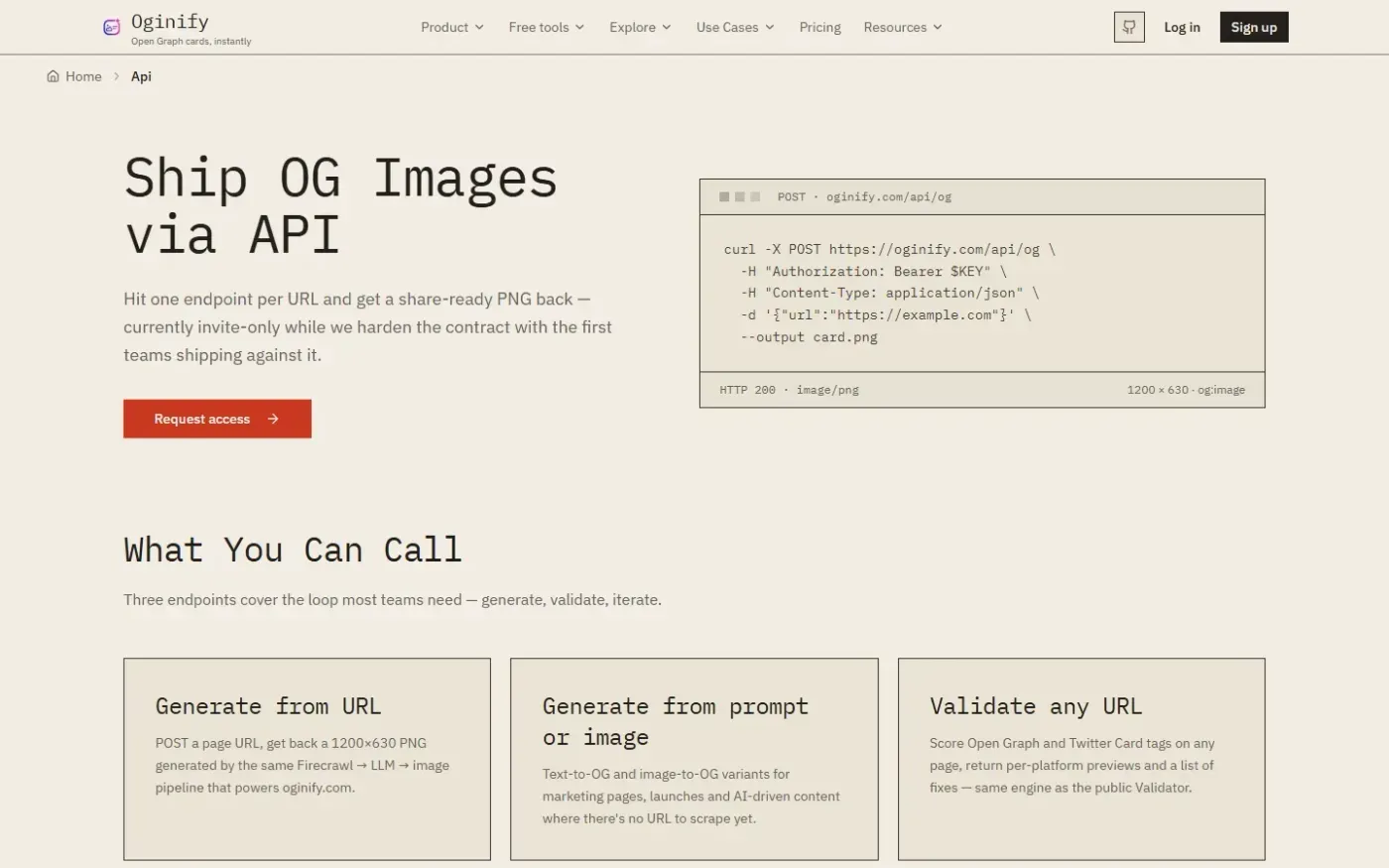 Oginify — Api page