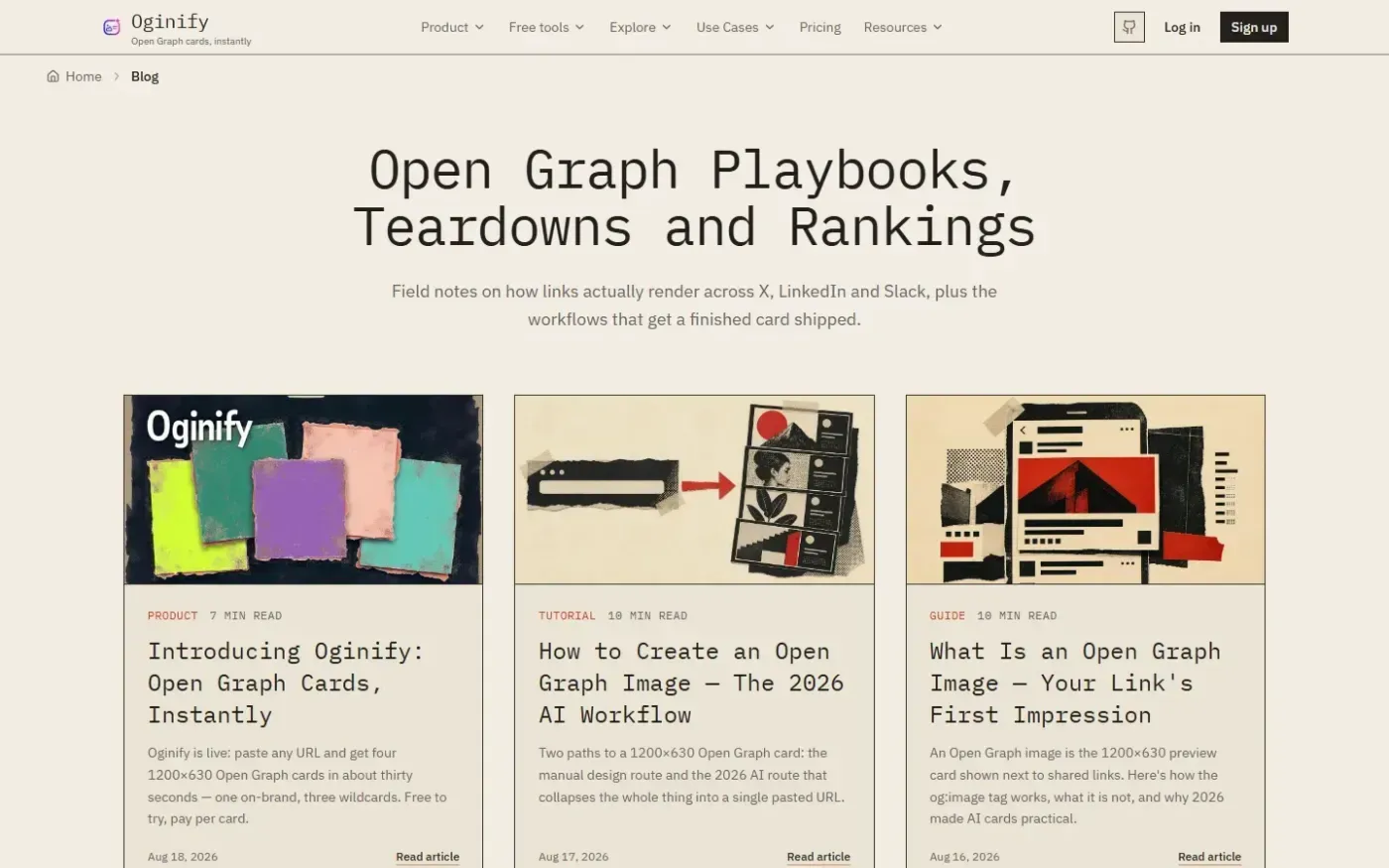 Oginify — Blog page