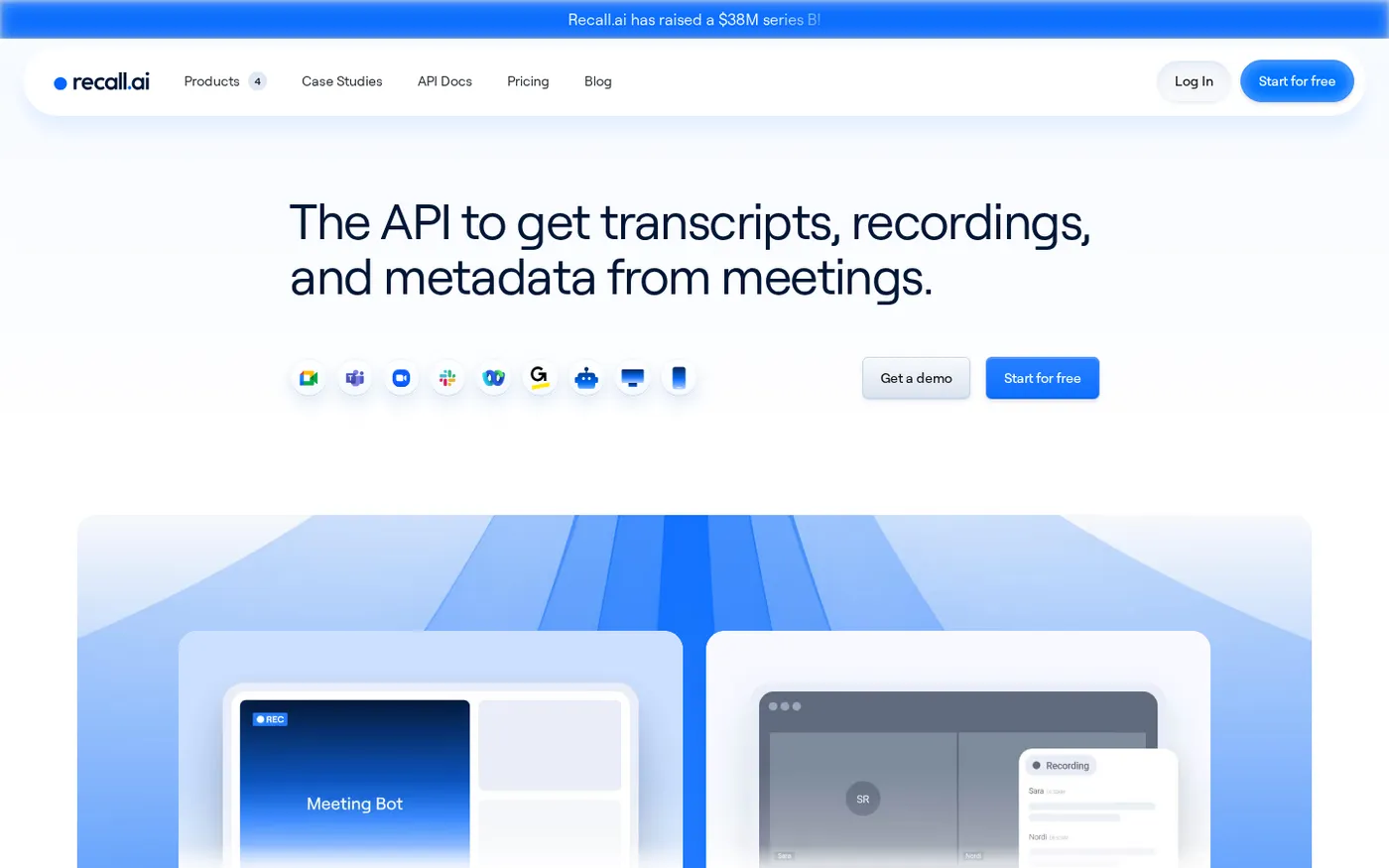 Startup Program by Recall.ai — Startup program for meeting recording infrastructure — Home page