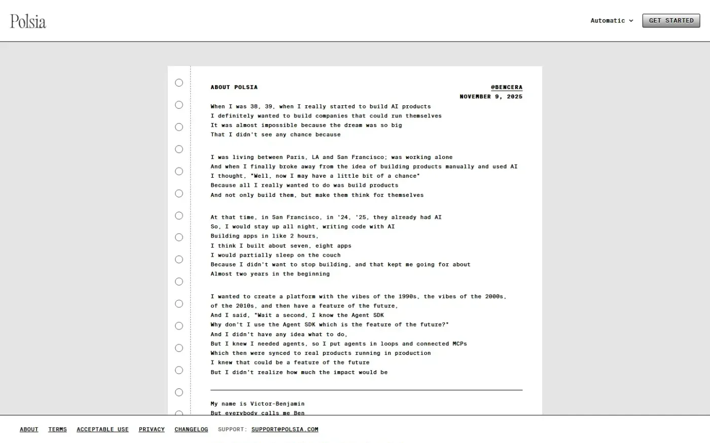 Polsia — About page