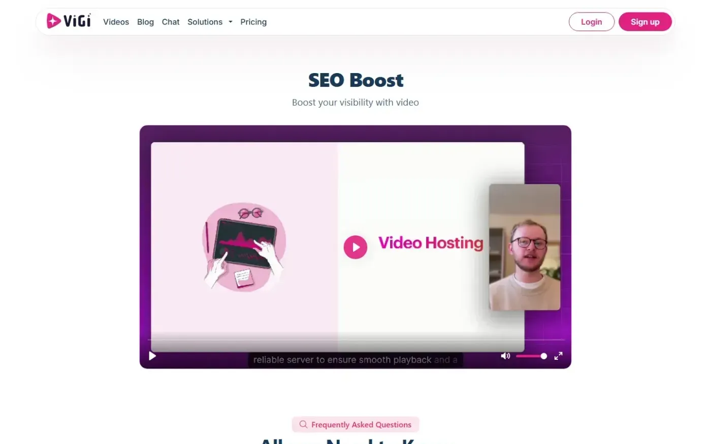 Vigivideo — Solutions page