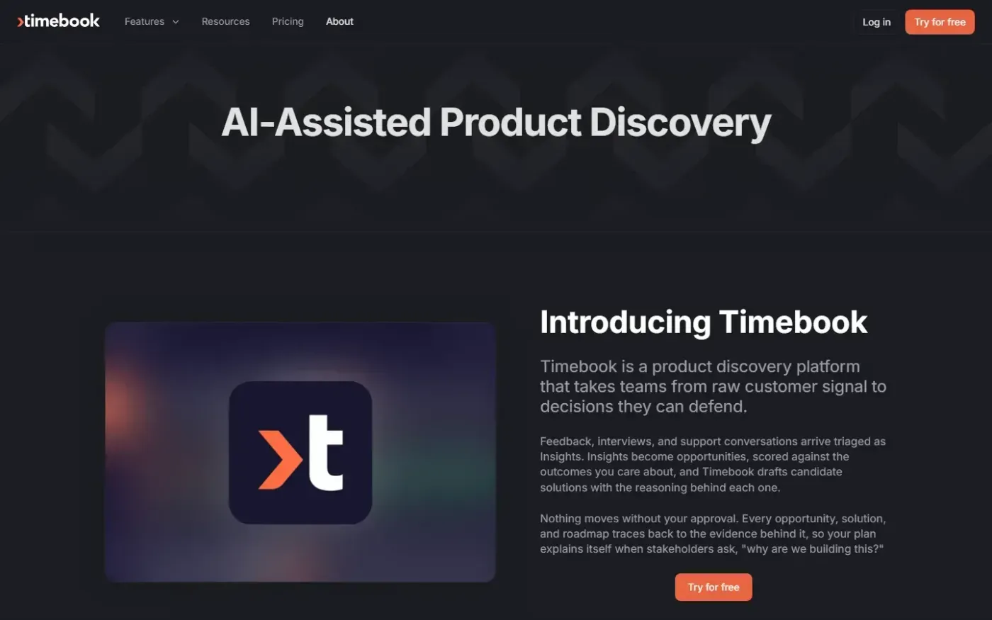 Timebook — Decide what to build — About page
