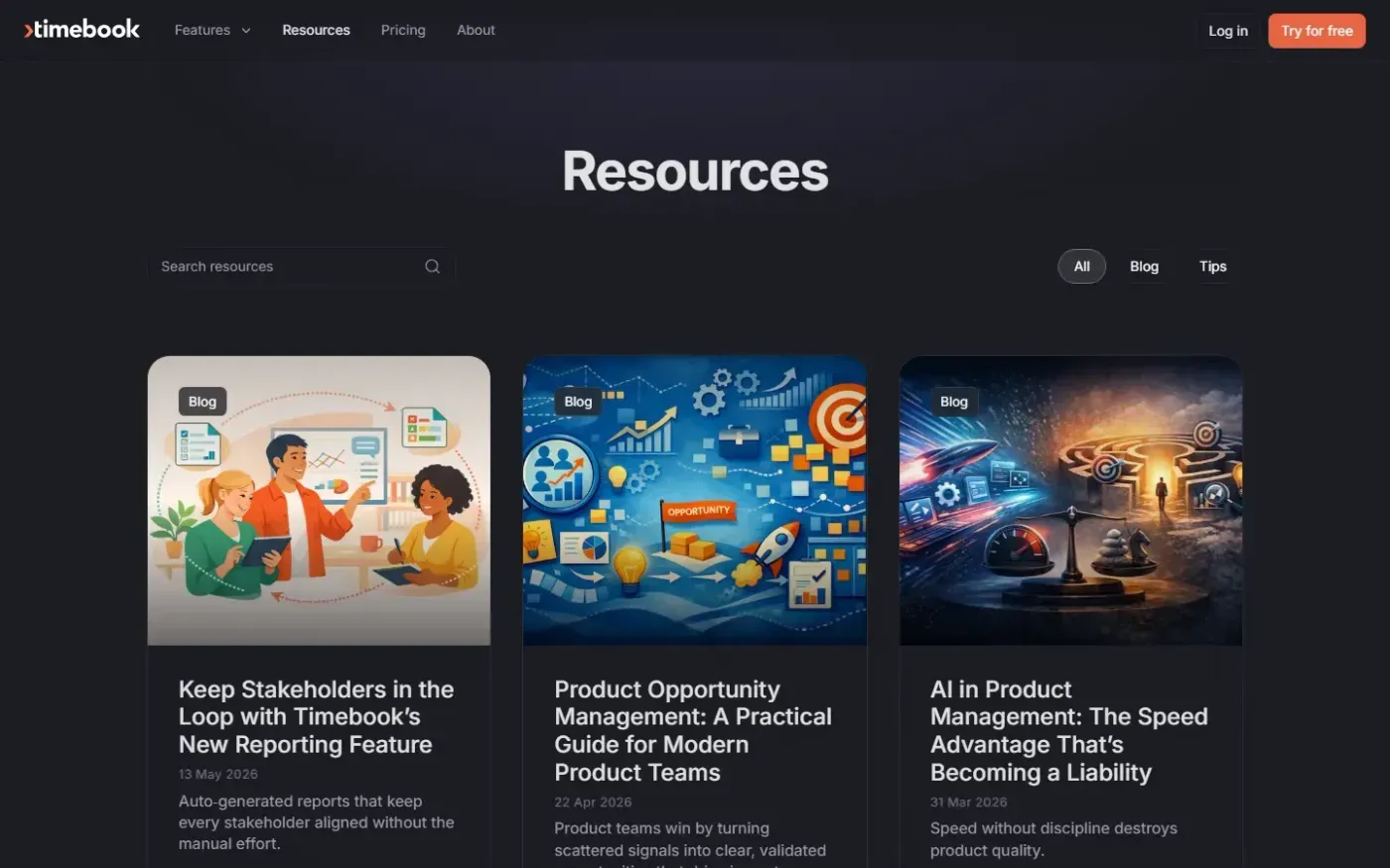 Timebook — Decide what to build — Resources page