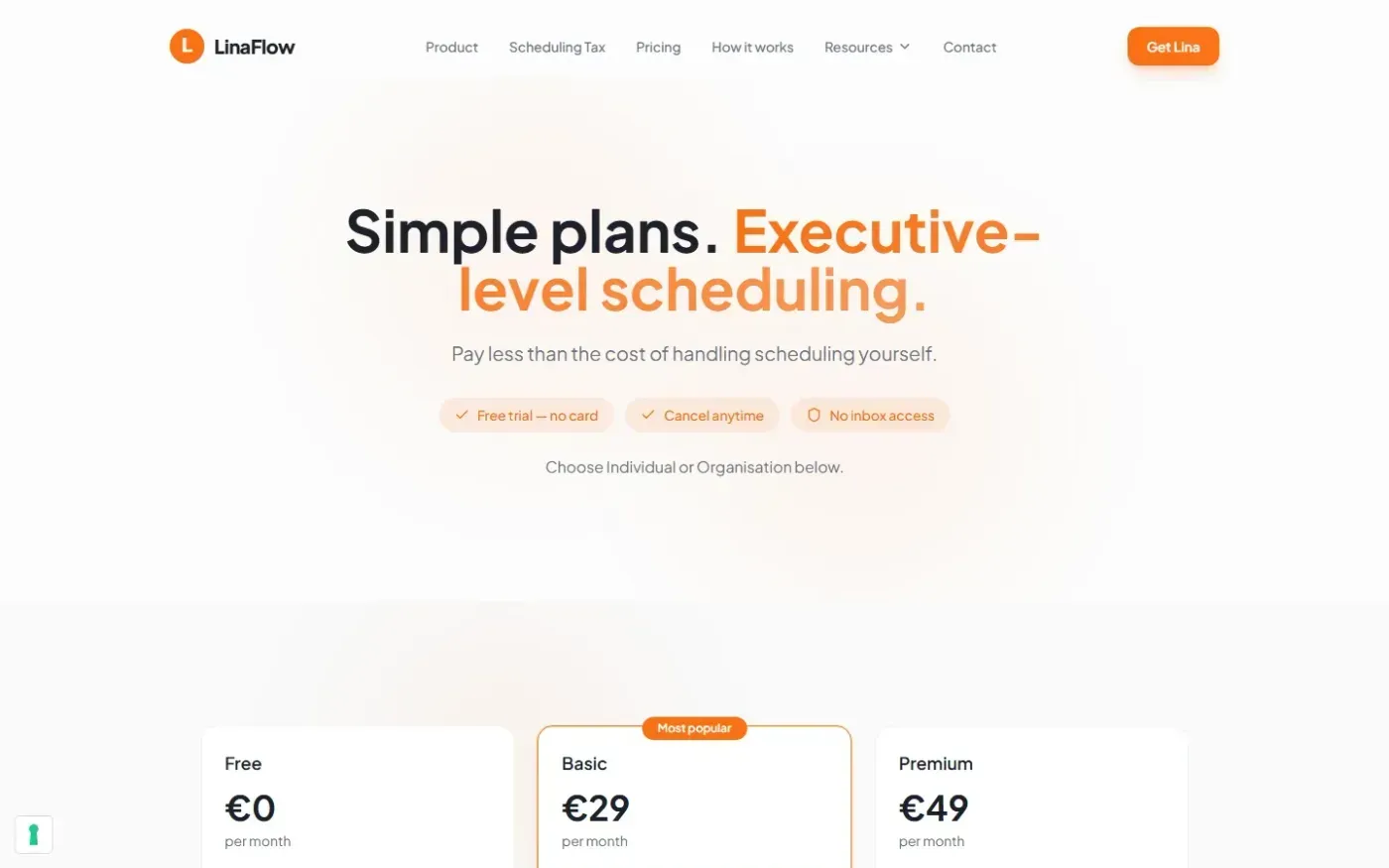 Linaflow — Pricing page
