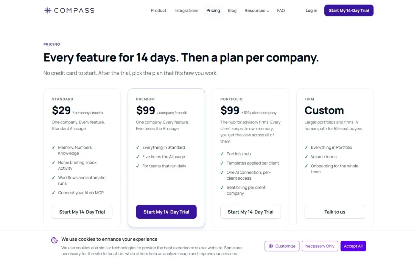 Compassapp — Pricing page