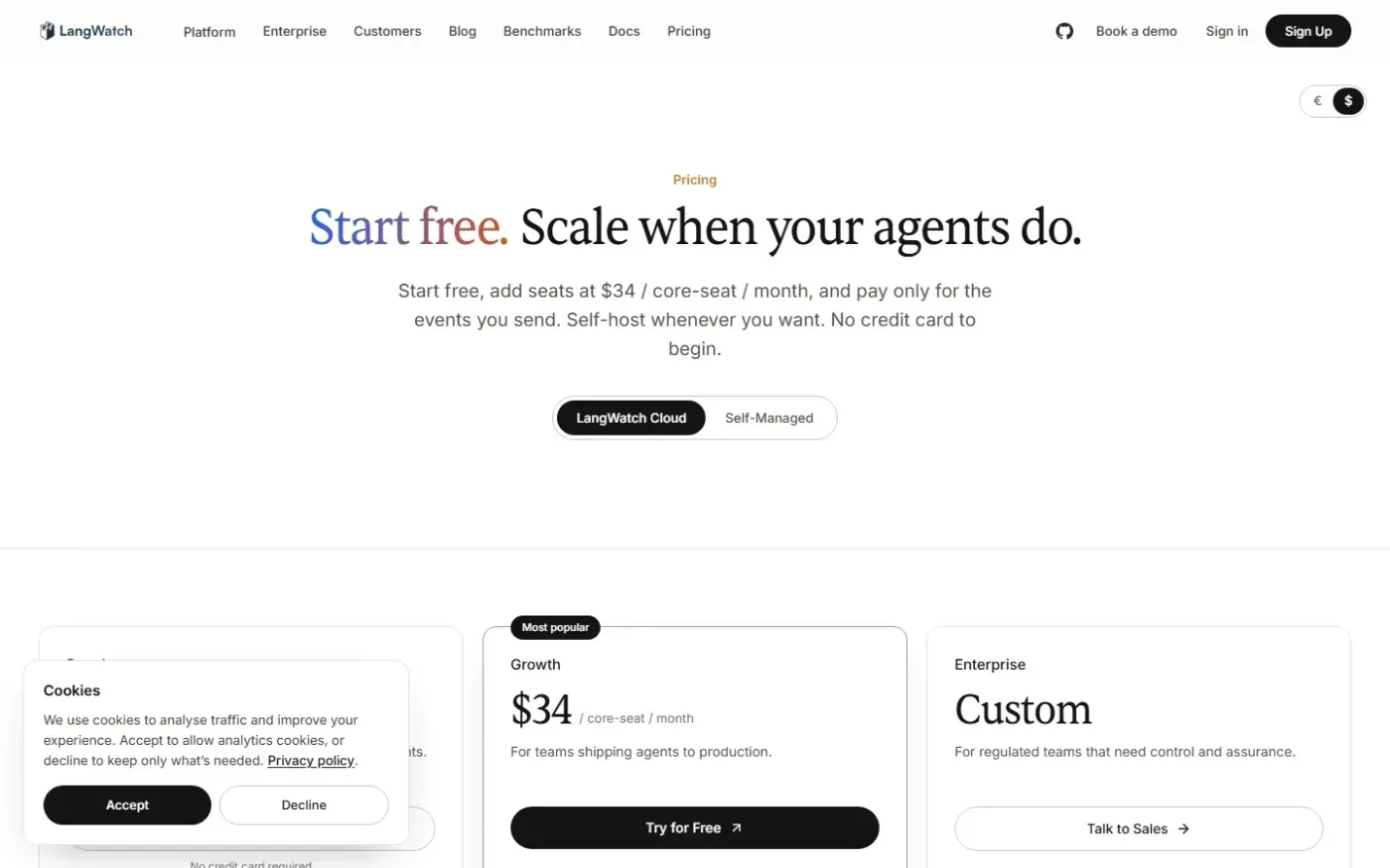 Langwatch — Pricing page