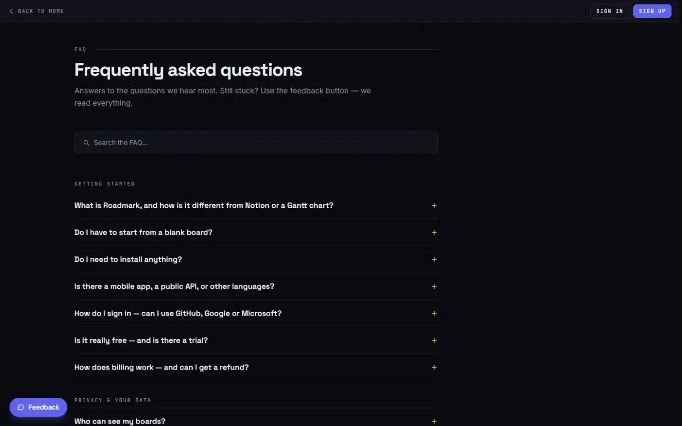Yourroadmark — Faq page