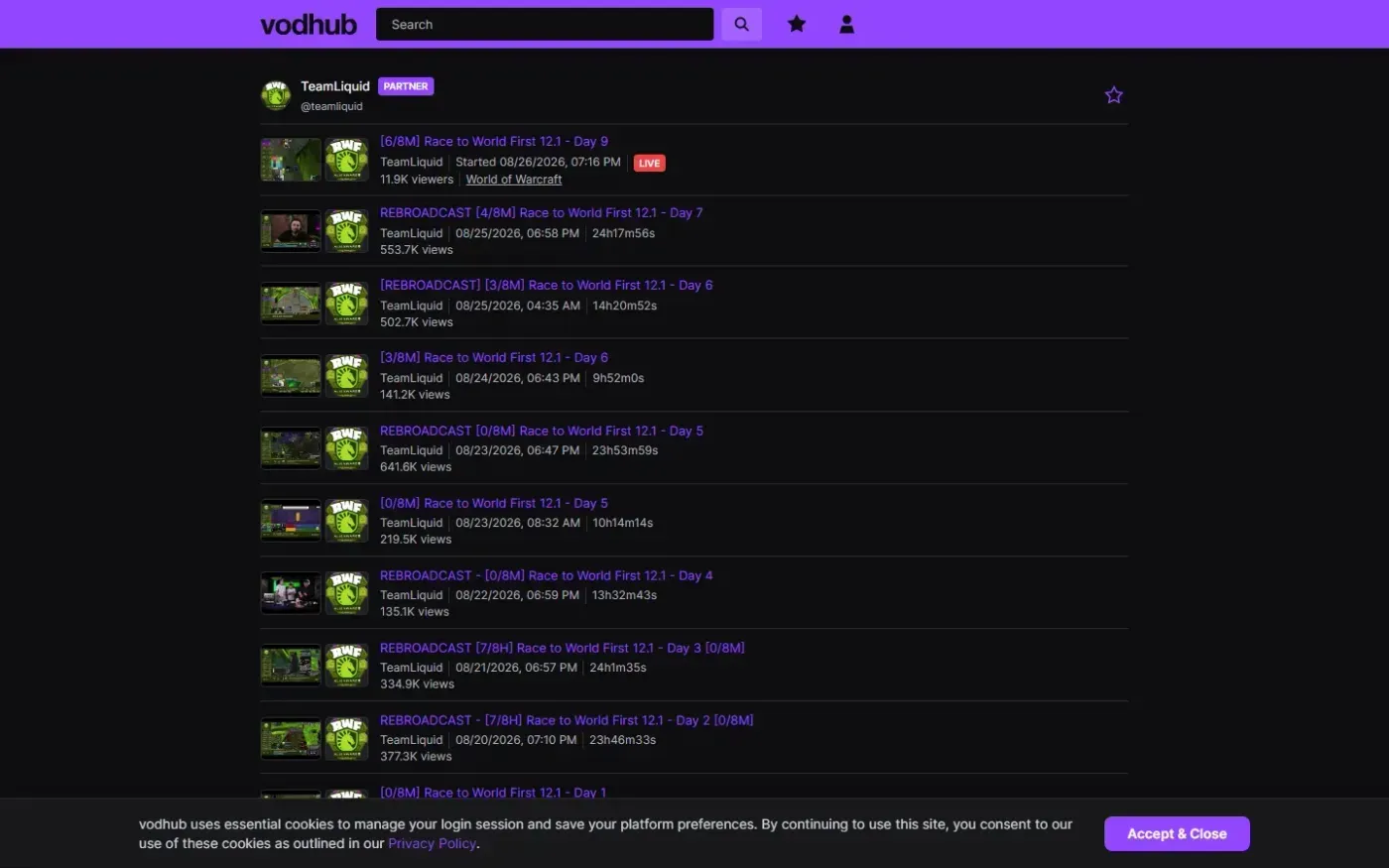 VODhub — A faster, cleaner way to watch Twitch — User page
