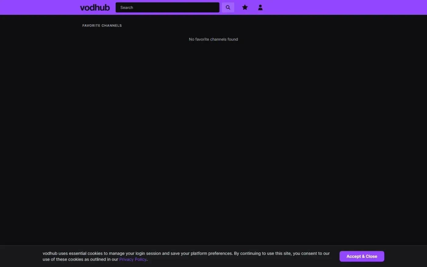 VODhub — A faster, cleaner way to watch Twitch — Favourite page
