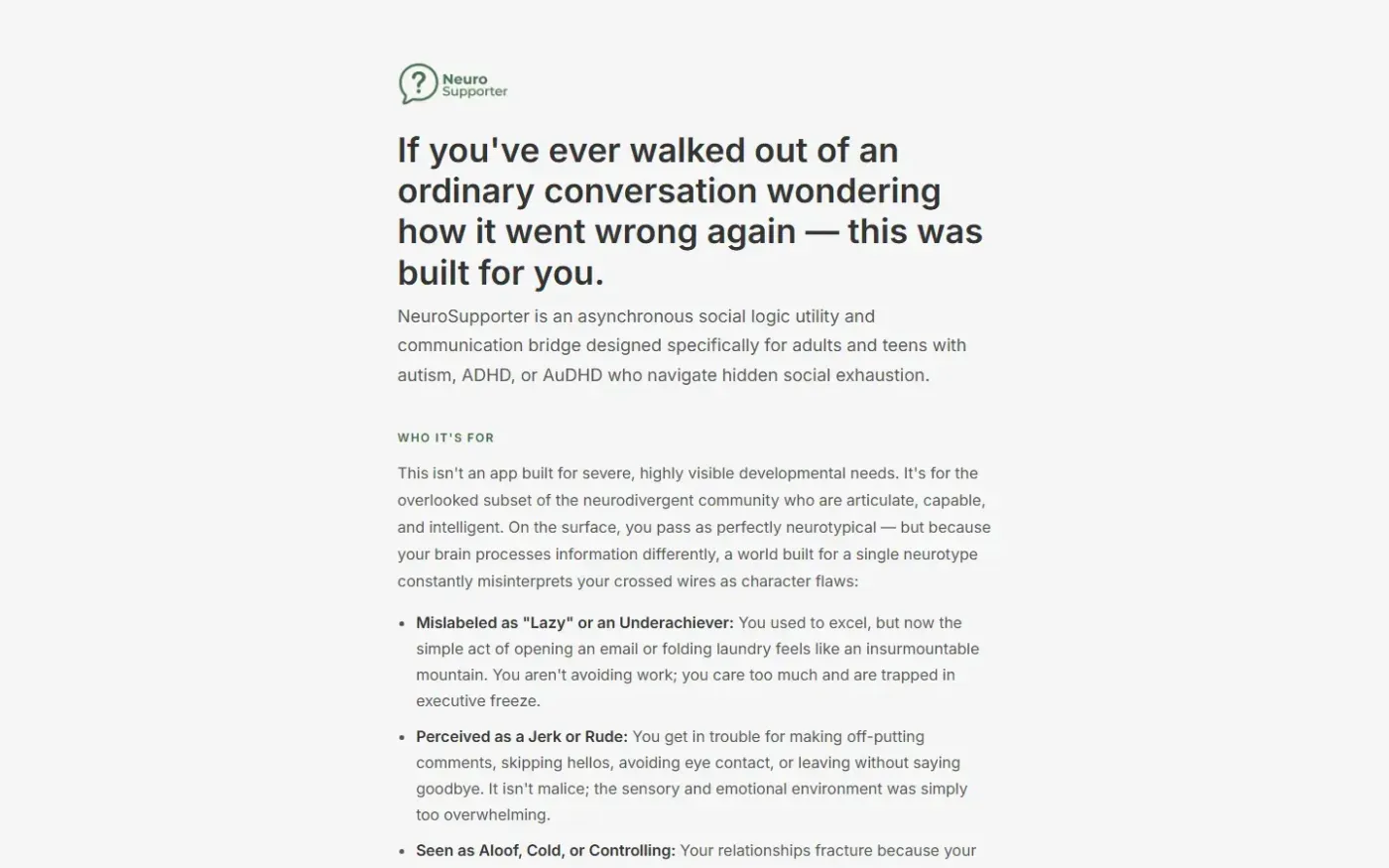 Neurosupporter — About page