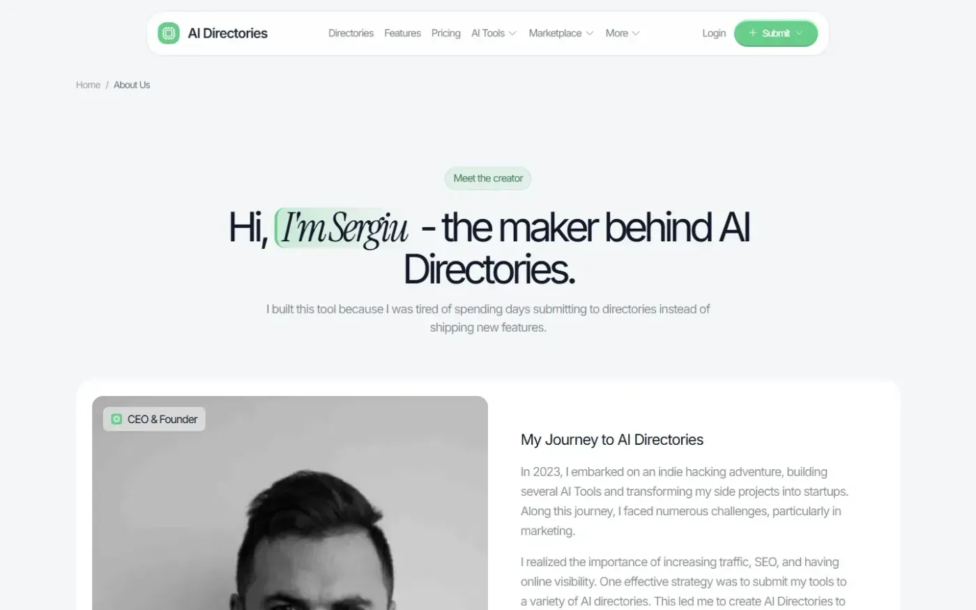 Aidirectori — About us page