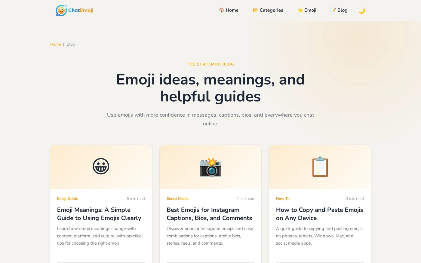 ChatEmoji — Copy & search emojis instantly for every conversation — Blog page