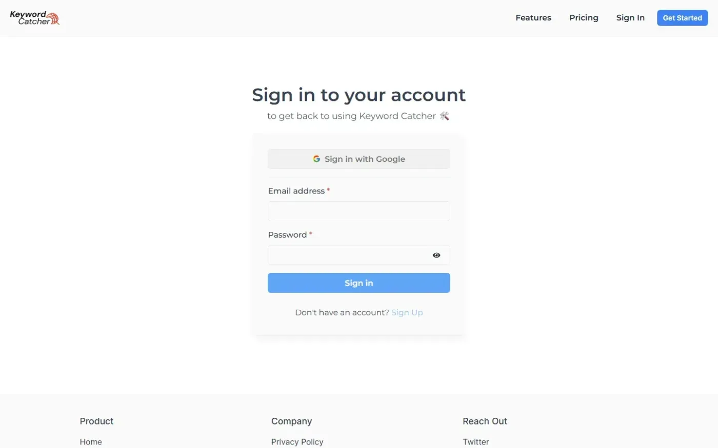 Keywordcatcher — Home page