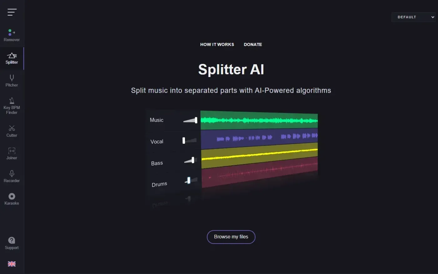 Vocalremover — Splitter ai page