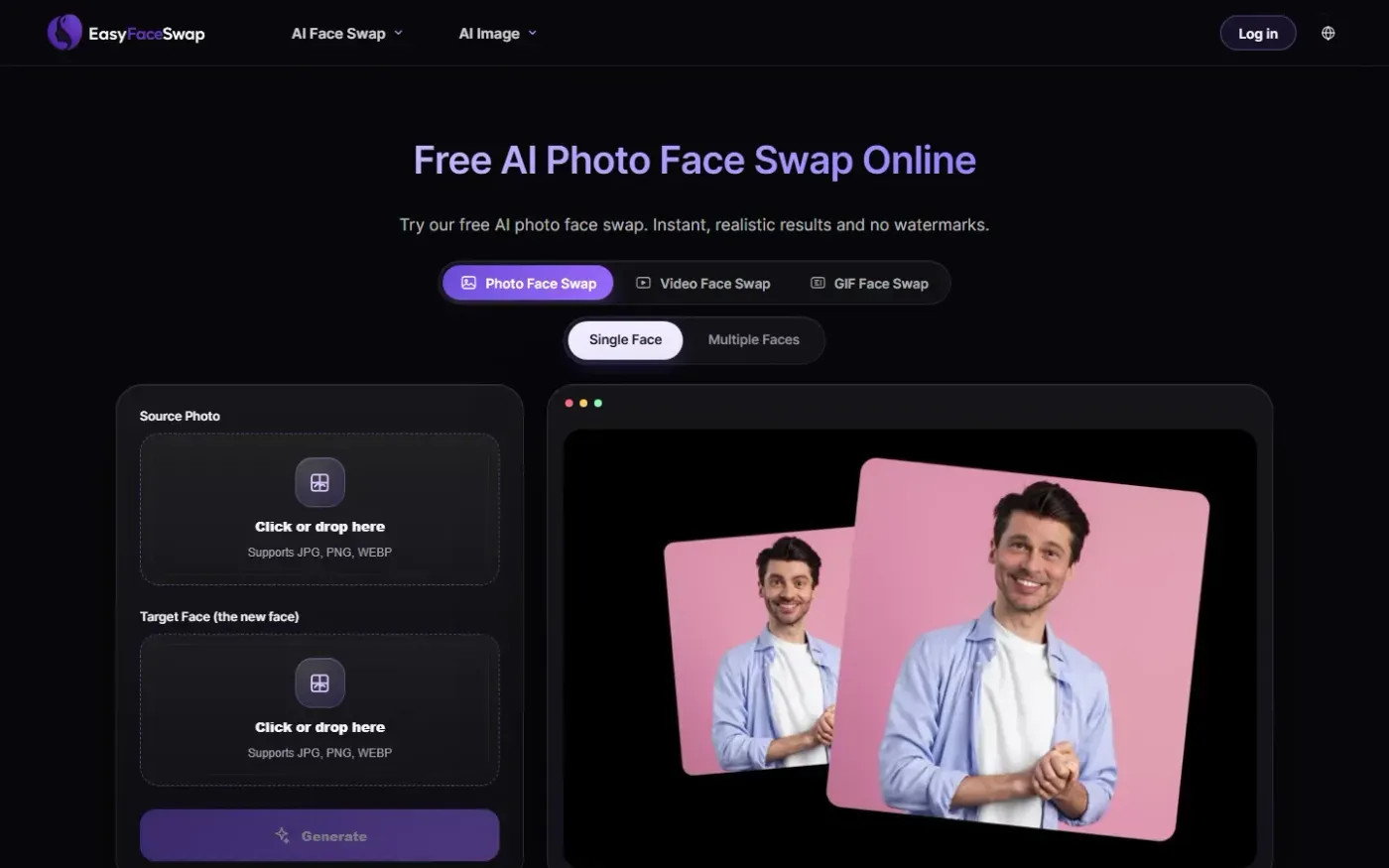 Easyfaceswap — Face swap page