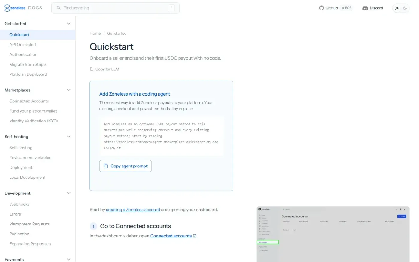 Show HN: Open-source Stripe Connect alternative — Docs page