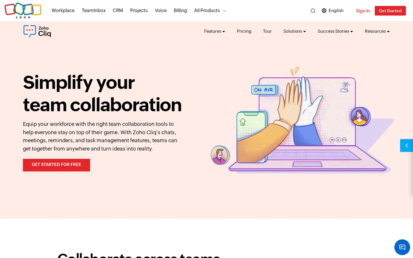 Zoho Cliq 7.0 — Uninterrupted work — Cliq page
