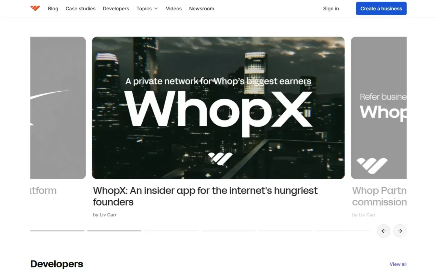 Whop — Blog page