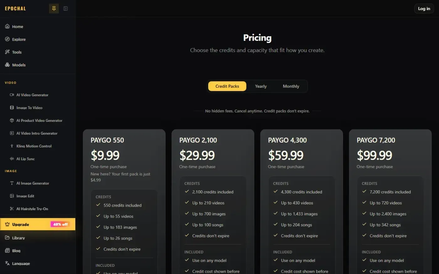 Epochal — Pricing page