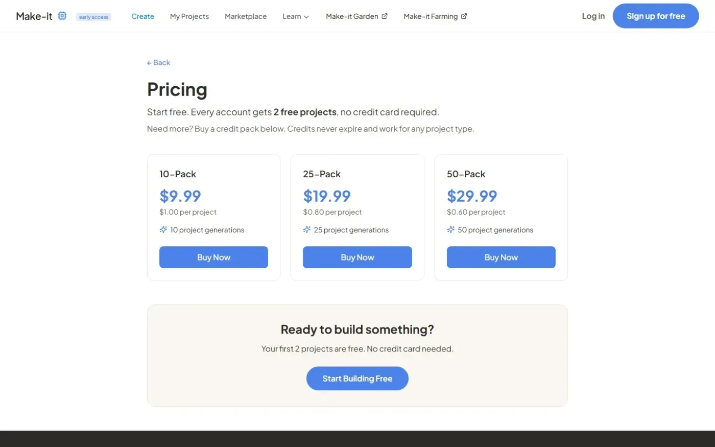 Make-it — Pricing page