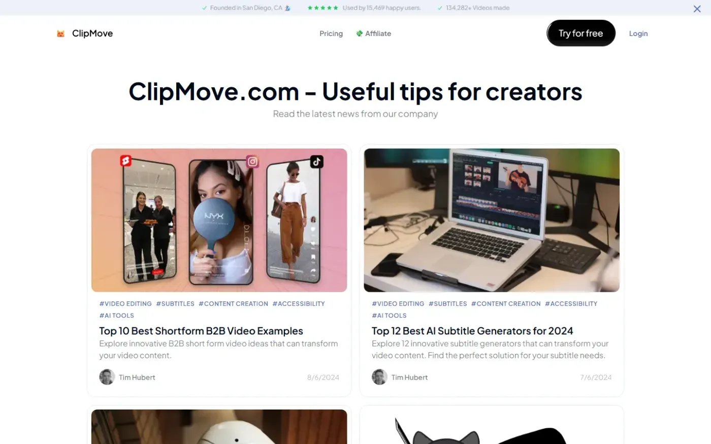 Clipmove — Blog page