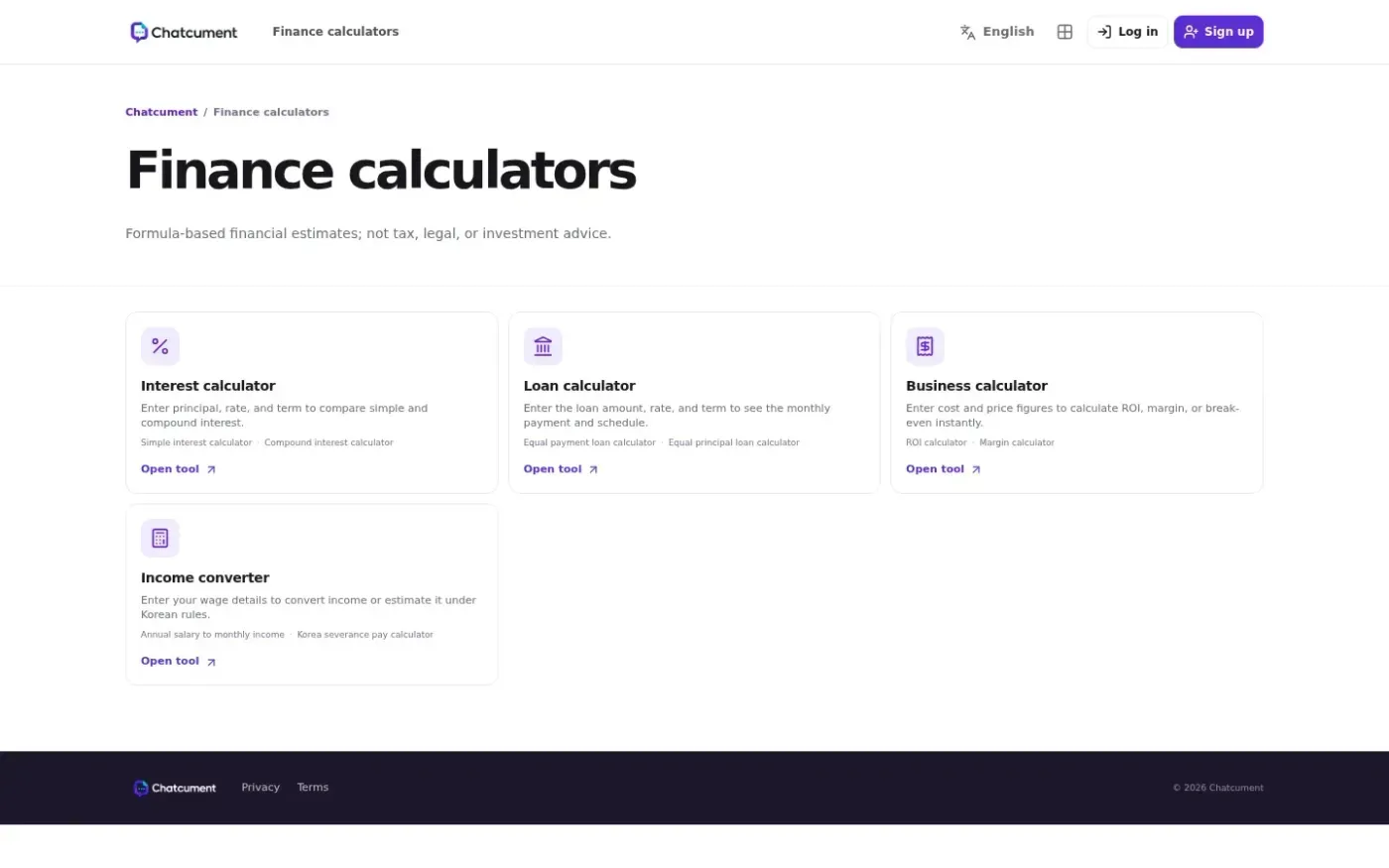 Chatcument — Finance page