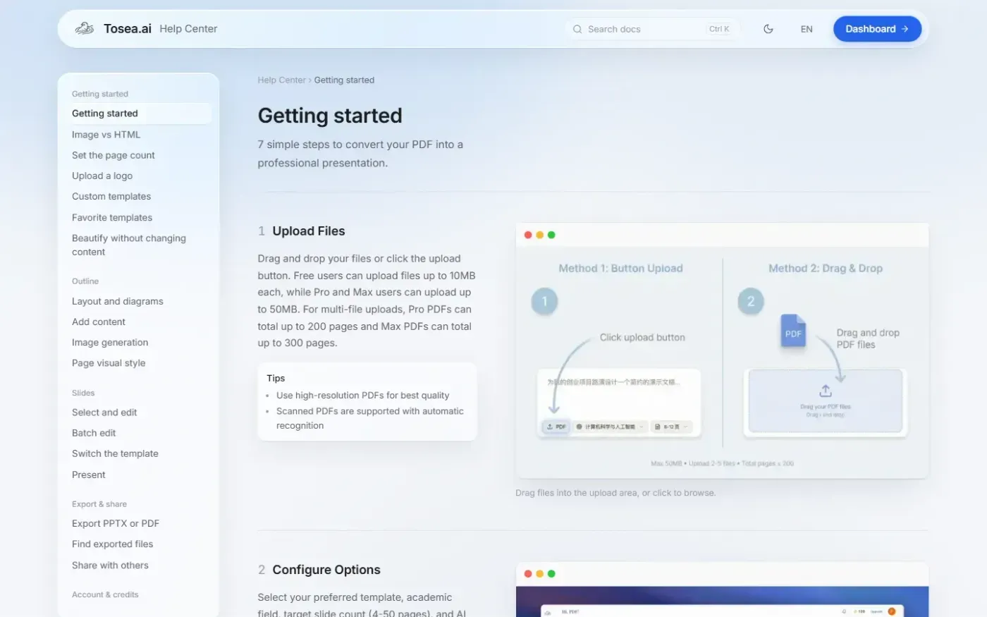 Tosea — Docs page
