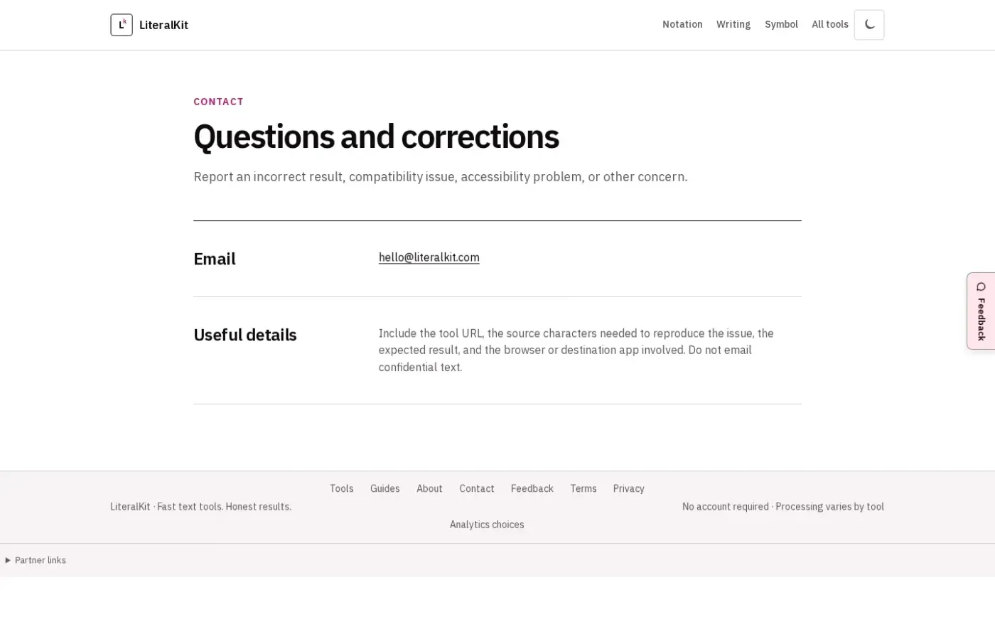 Literalkit — Contact page
