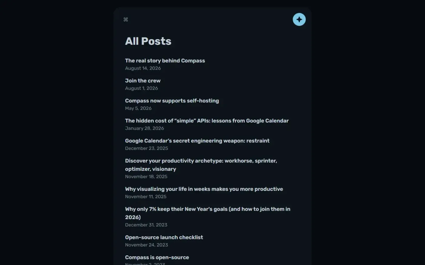 Compass Calendar — The keyboard-first calendar to get organized quickly — Blog page