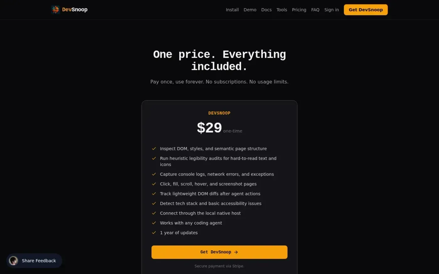 Devsnoop — Pricing page