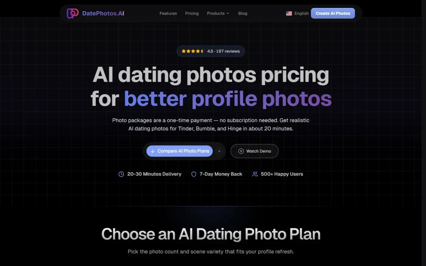 Datephotos — Pricing page