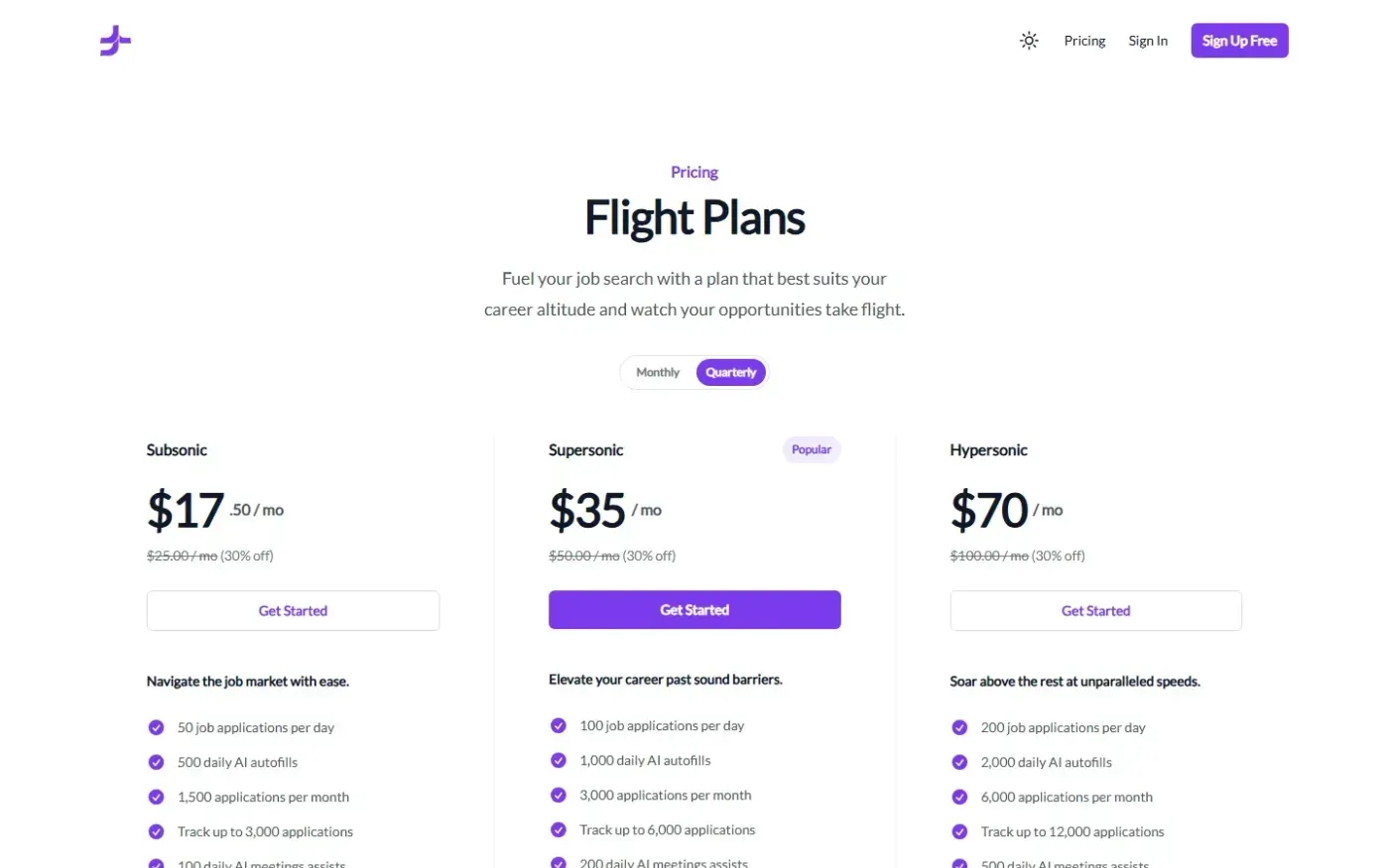 Jobjette — Pricing page