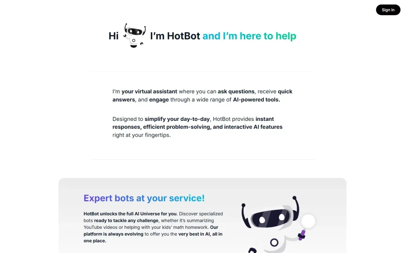 Hotbot — About page