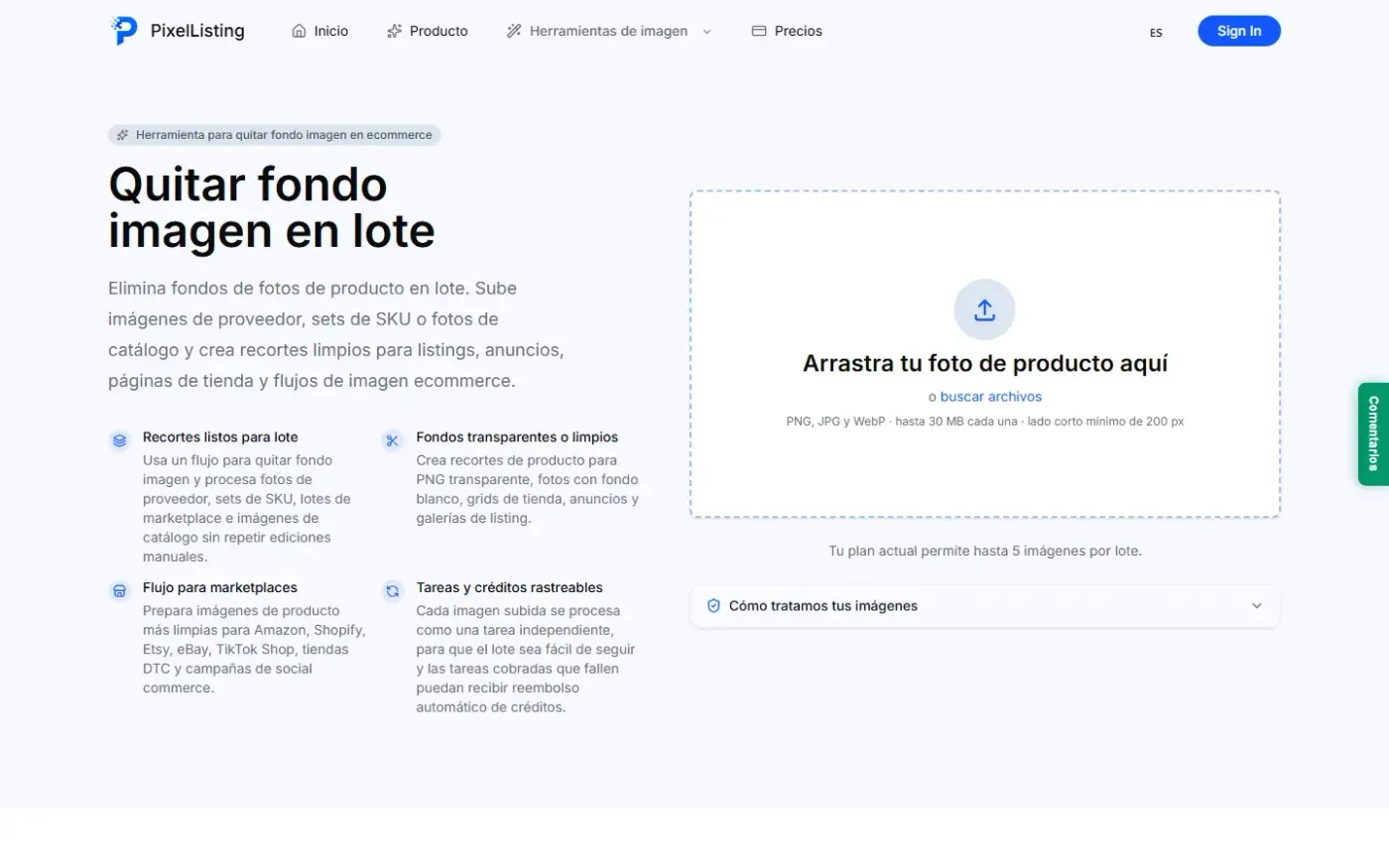 Pixellisting — Quitar fondo imagen page